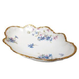 Antique CH Field Haviland Limoges GDA France Blue&Purple Scallop S Serving Dish